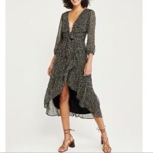 Abercrombie & Fitch Ruffle Hem Floral Midi Dress